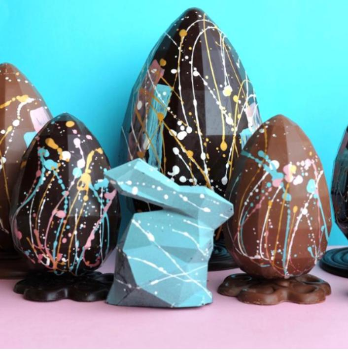 chocolate bunny and eggs